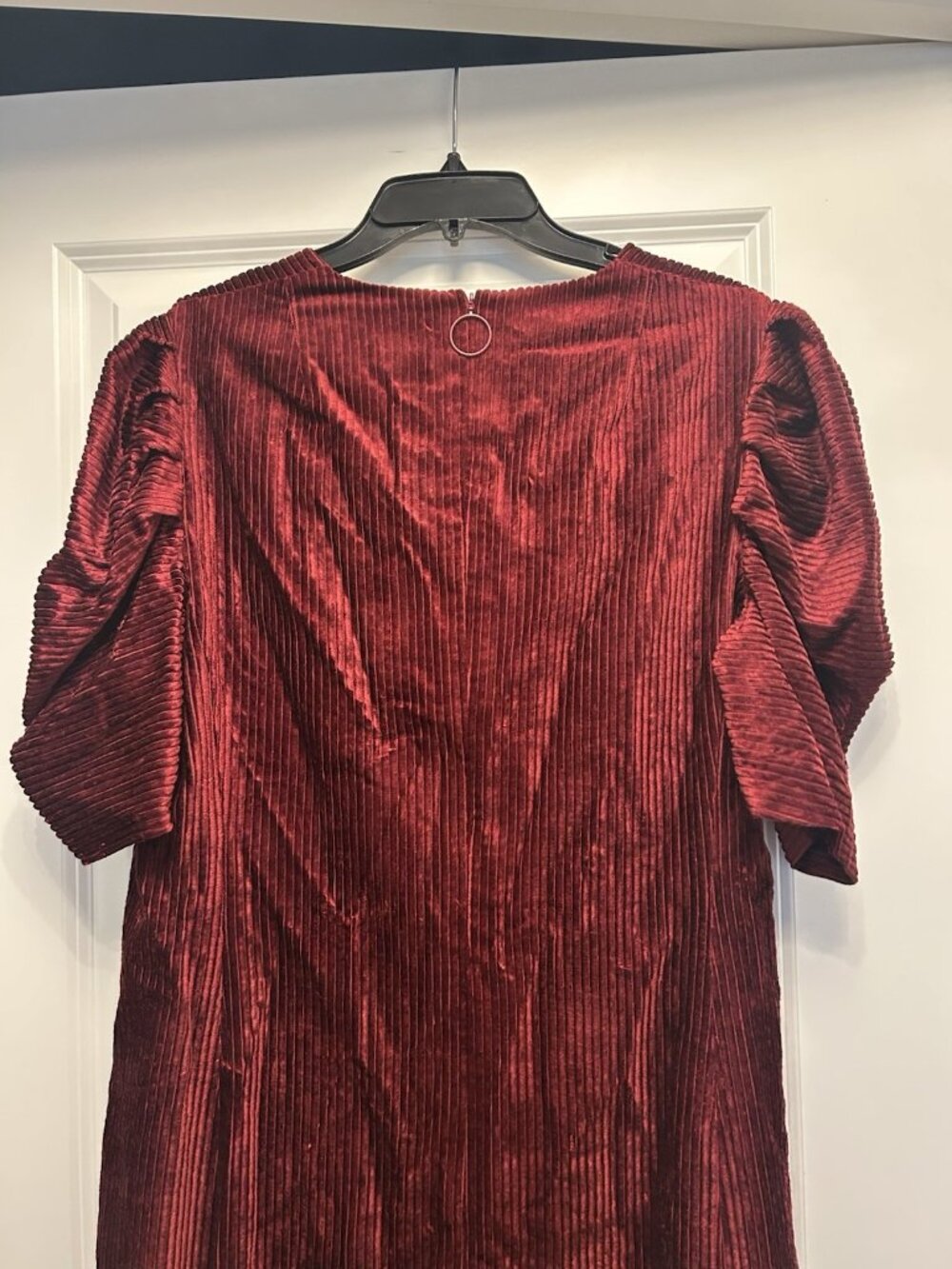 Akris Punto Red Corduroy Puff Sleeve Dress Womens 12 NWT Holiday $1290 Valentine - Picture 13 of 15